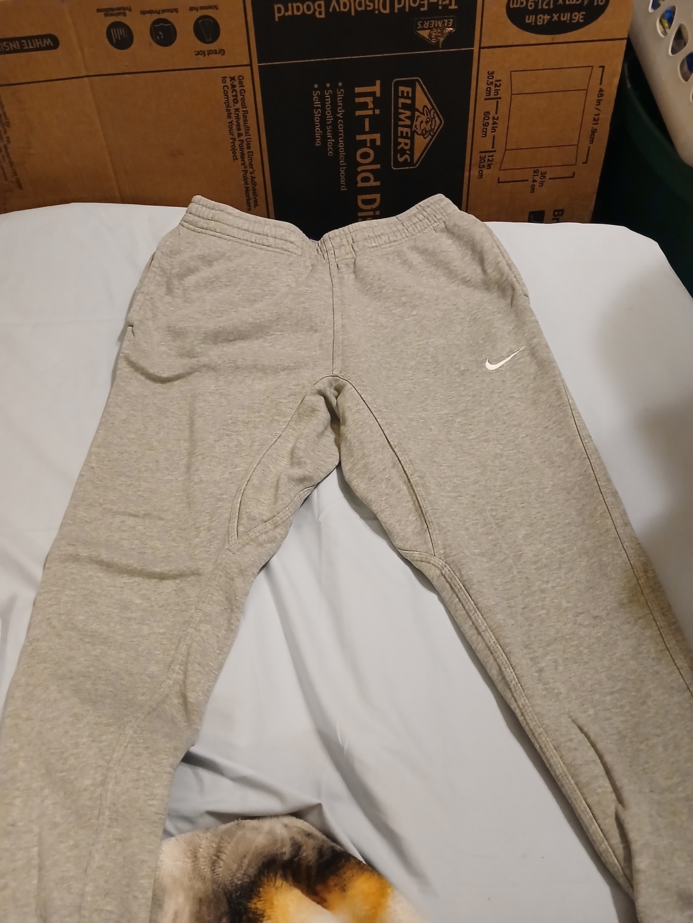 Nike Mens Light Gray Sweat Joggers with White Swoosh